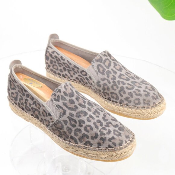 Free People Womens Canyon Slip On Size 7 Gray Suede Leopard Espadrille Flat - Picture 2 of 12